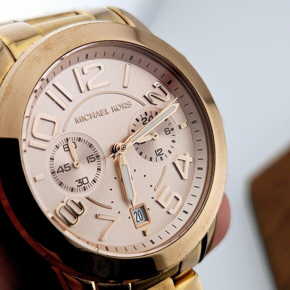 Michael Kors Women's Mercer Rose Gold Link Band Watch Chronograph Multifunction - Picture 3 of 7